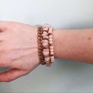 American Eagle Rose Quartz and Chain Bracelet